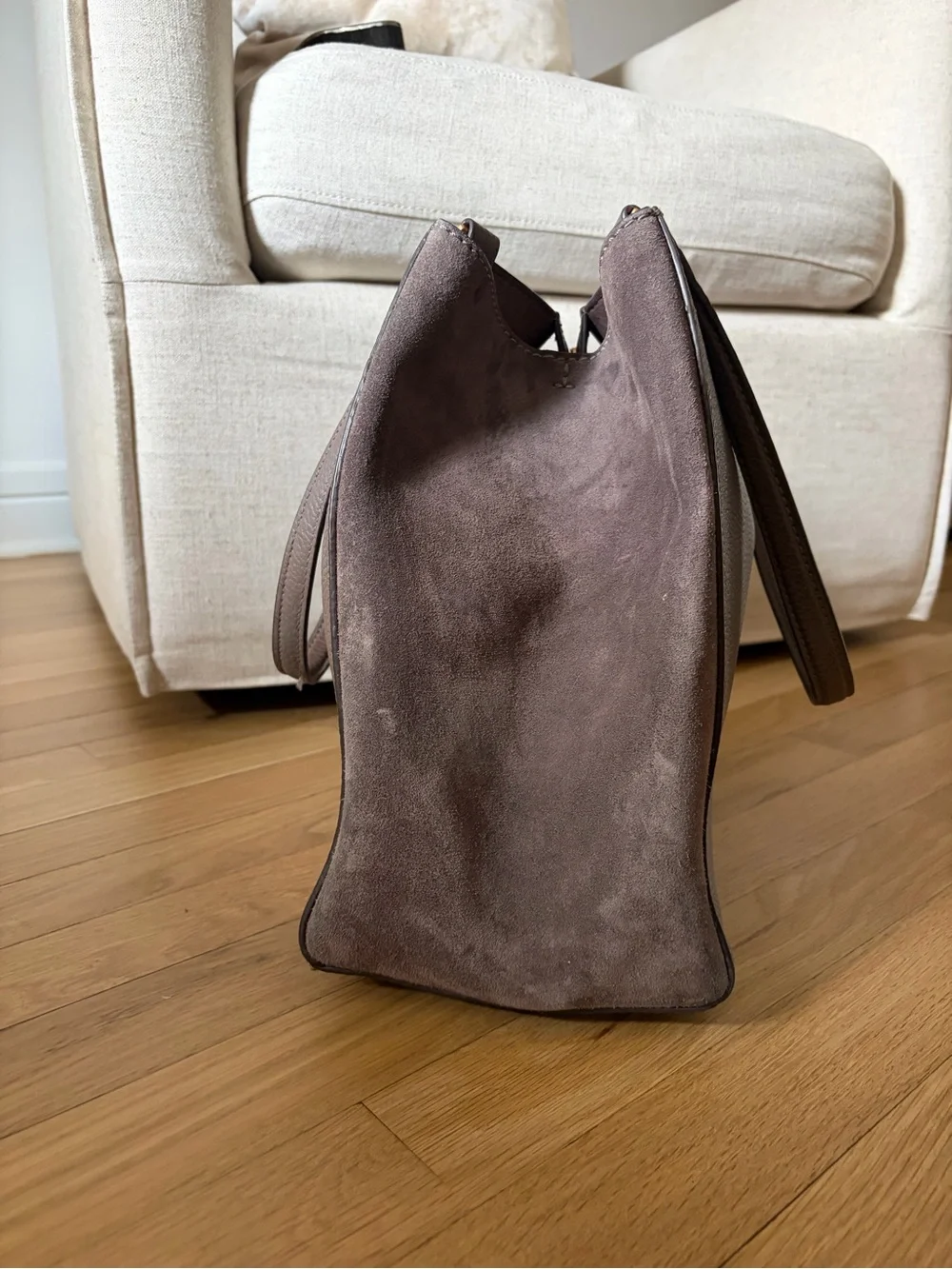 Tory Burch Taupe Pebbled Leather Shoulder Bag